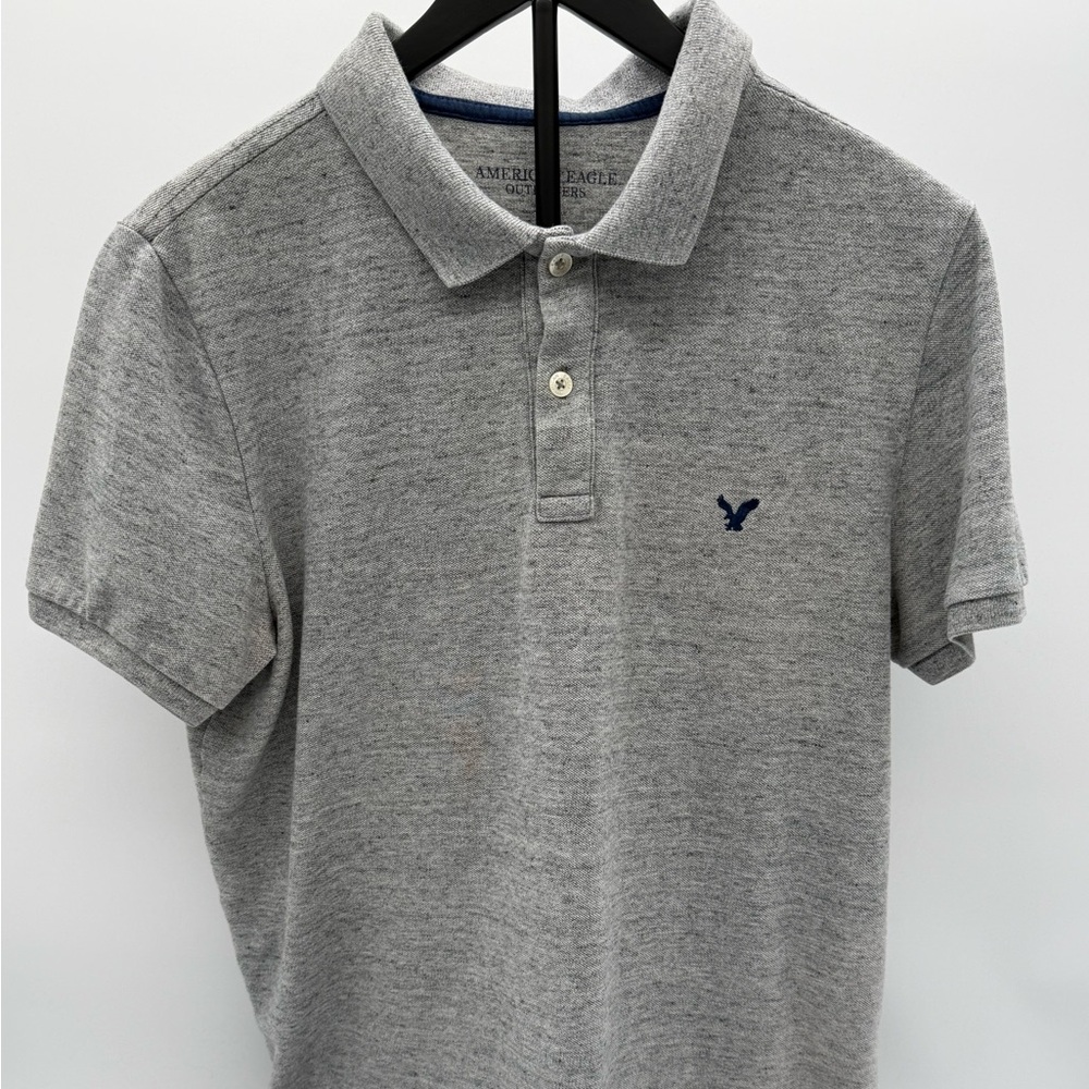 American Eagle Gray Polo Shirt Size Large Classic Casual Short Sleeve